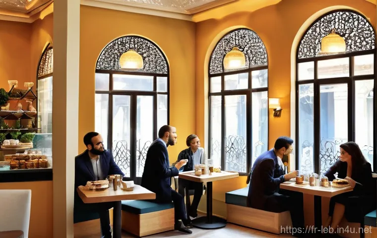 레바논 카페 문화와 추천 카페 - **Prompt:** A skilled Lebanese barista, focused and calm, expertly prepares traditional Lebanese cof...
