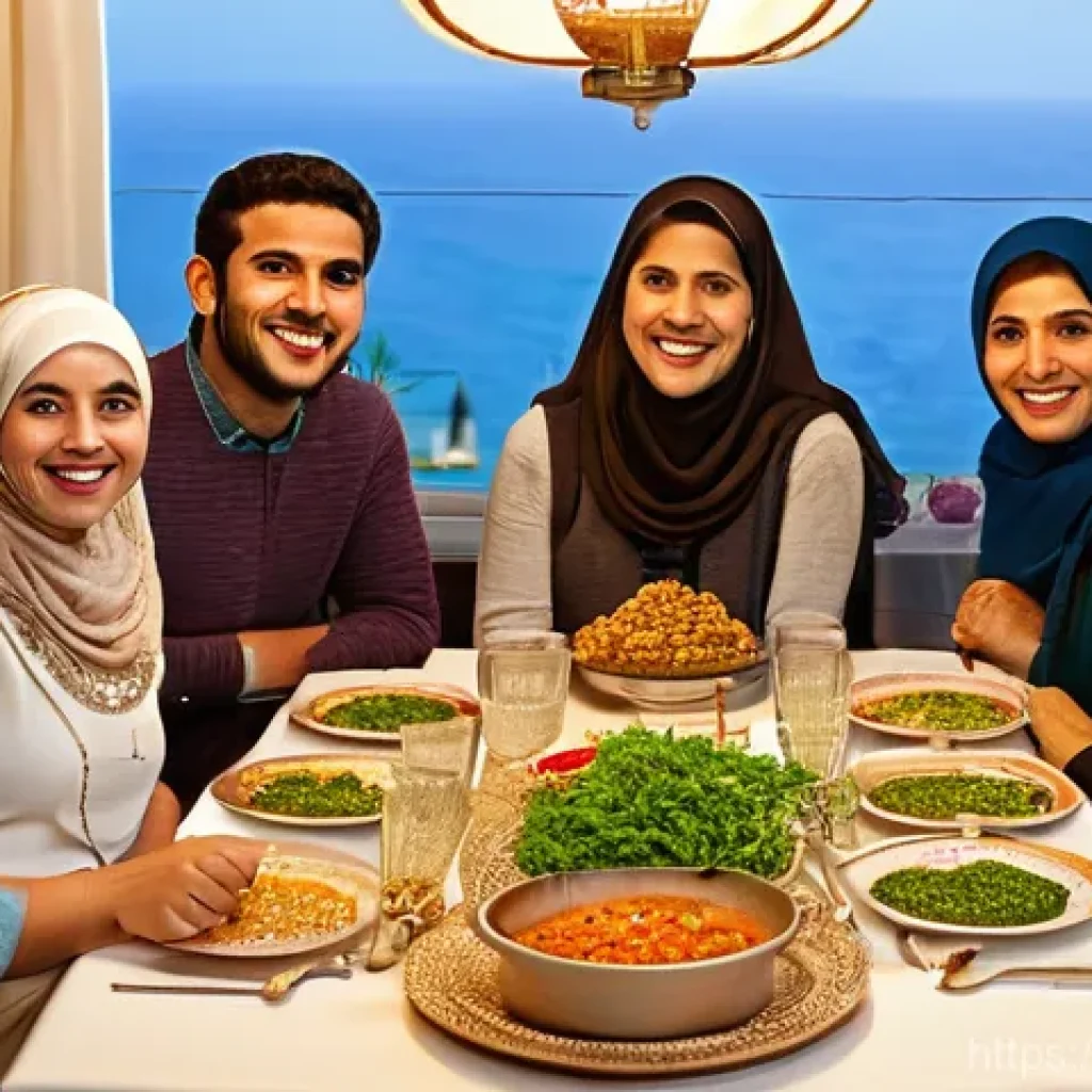 레바논의 이슬람과 기독교 공존 사례 - **Prompt:** A vibrant, warm scene of a Lebanese family dinner, featuring a diverse group of adults a...