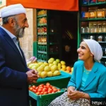 레바논에서 영어로 의사소통 가능한 범위 - A vibrant street scene in Beirut showing a diverse group of people engaging in multilingual communic...