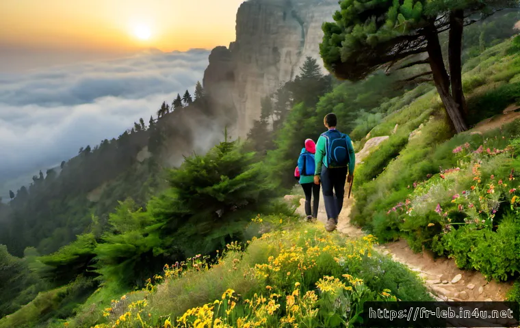 레바논 공원 및 자연 보호구역 - Photorealistic sunrise in Horsh Ehden Nature Reserve, Lebanon, ancient Lebanese cedar trees rising t...